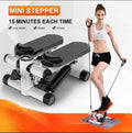 Mini stepper with resistance band.