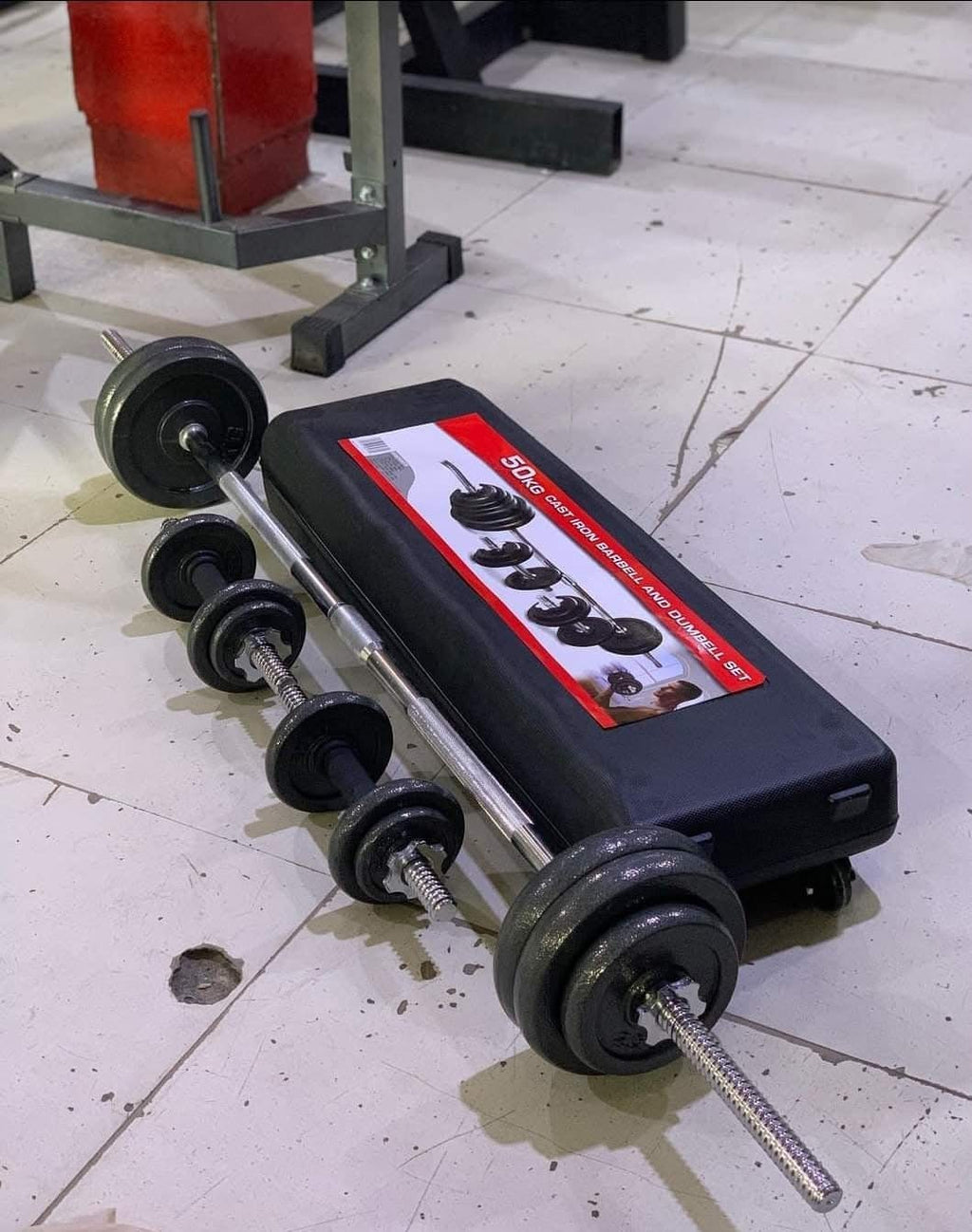 50KG CAST IRON DUMBBELLS SET.