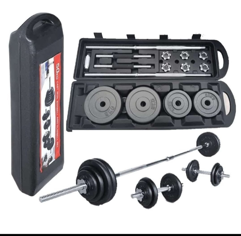 50KG CAST IRON DUMBBELLS SET.